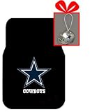 Set of 2 NFL Licensed Universal-Fit Molded Front Rubber Floor Mats and for limited time a bonus christmas helmet tree hang - Dallas Cowboys