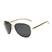 J+S Premium Ultra Sleek, Military Style, Sports Aviator Sunglasses, Polarized, 100% UV protection - (Large Frame - Gold Frame/Black Lens)