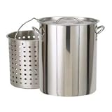 Bayou Classic 1142 142-Qt. Stainless Steel Stockpot with Boil Basket by 