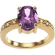14K Yellow Gold Amethyst and Diamond Ring