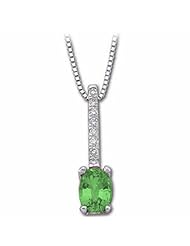 14K White Gold Oval Cut Emerald and Diamond Pendant -- LIFETIME WARRANTY
