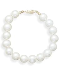 8" 8.5-9mm (0.33"-0.35") Cultured Freshwater Pearl Bracelet Individually Knotted with a 14K Yellow Gold Clasp