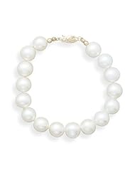 7"" 8.5-9mm Cultured Freshwater Pearl Bracelet Individually Knotted with a 14K Yellow Gold Clasp