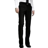 Allegra K Men Belt Loop Multi Pocket Zip Fly Suit Pants Solid Black W31