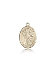 14kt Solid Gold Pendant Saint St. Joachim Medal 1/2 x 1/4 Inches Fathers/Grandfathers-9348- Comes with a Black velvet Box