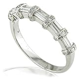 14k White Gold 1/2ctw Princess & Baguette Cut Diamond Band (HI/I1)