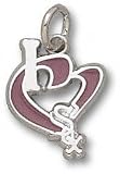 Chicago White Sox Solid Sterling Silver ''I Heart SOX'' 1/2'' Enamel Pendant