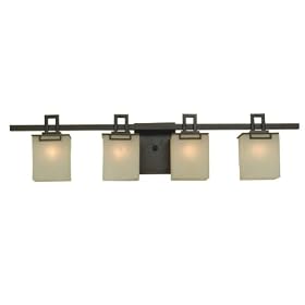 Aspen - 4 Light Bathroom Vanity Mission Lighting Fixture - Deep Oil Rubbed Bronze - Square... by Artcraft