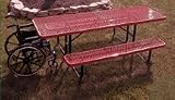 8' Wheel Chair Accessible Durable All Welded Picnic Table With 8' Top Vinyl Clad Expanded Steel Planks