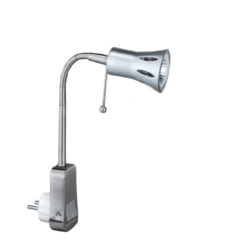 Trio-Leuchten 8951211-07 Halogen-Stecker-Spot 1xHI35W GU10 mit Schalter+Flexarm Nickel matt