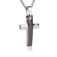 Edelstahl Kettenanh�nger Kreuz IP Plating Schwarz M�nnerschmuck mit EdelstahKette- 50cm