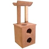 48" The Pepper Cat Tree Color: Brown (As Shown), Option: With Curved Shelf
