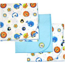 Fisher Price - Set of 3 Precious Planet Flannel Receiving Blankets