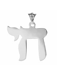 A Sterling Silver Traditional Flat Chai-live Pendant Necklace.