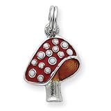 Sterling Silver Enamel Mushroom Charm - JewelryWeb