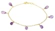 14k Yellow Gold, February Birthstone, Amethyst Briolette Bracelet, 7.25"