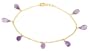 14k Yellow Gold, February Birthstone, Amethyst Briolette Bracelet, 7.25"