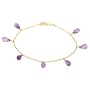 14k Yellow Gold, February Birthstone, Amethyst Briolette Bracelet, 7.25"