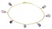 14k Yellow Gold, February Birthstone, Amethyst Briolette Bracelet, 7.25"