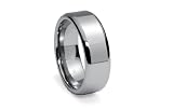 Tungsten Carbide Ring High Polish Flat Center Beveled Edge 8mm