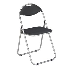2 x Simple Black and Silver Steel Folding Foldable Chair