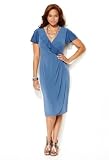 Avenue Plus Size Flutter Sleeve Faux Wrap Dress