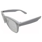 Wayfarer Brille, transparente Gläser, weiß