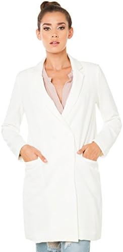 AKIRA Long Ways Blazer Double Button Closure - White Size Medium