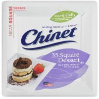 Chinet Classic Dessert Plate, White, Square, 6-3/8 Inch, 35 Count