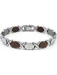 7.5" Amalfi™ Chocolate Immersion Plated Stainless Steel "X" & "O" Bracelet 07.50 Inch Chocolate Immerse lating Fb98