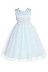 Girls Tea Length Sleeveless  Polyester/Satin/Tulle Flower-Girl Dress  With a Bow(s) and a Ribbon  and a Sash 