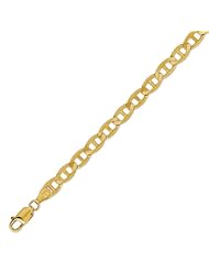 14K Solid Yellow Gold Mariner Chain Bracelet 6.4mm (1/4 in.) - 8 in.