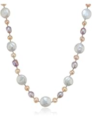 Multi-Color Baroque and Coin Freshwater Cultured Pearl with Clasp Knotted Necklace, 18"+2" Extender