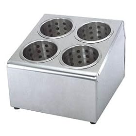 Buy COMMERCIAL 4-HOLE STAINLESS STEEL CYLINDER FLATWARE SILVERWARE UTENSIL HOLDER ORGANIZER CADDY by overstockedkitchen
