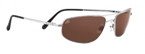 Serengeti Aviator Velocity Sunglasses, Shiny Silver with D Polarized Lens