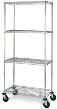 Olympic 14 in. Deep 4-Shelf Mobile Cart - Chrome (24 in. W x 68 in. H)
