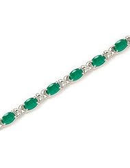 10K White Gold Oval Emerald Bracelet