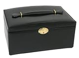 Womens Jewelry Box in Black Genuine Leather