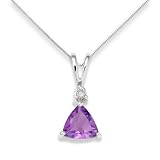 0.02 Carat SI Diamond with Amethyst Pendant Necklace in 9ct White Gold  45 cm