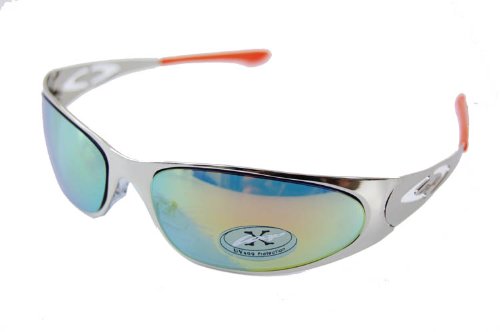 X-Loop Metal Frame w Hinge Sport Wrap Sunglasses UV400 Unbreakable Protection for Cycling - Ski or Golfing (7 Different Color Frames)