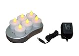 Mr. Light Set of 6 Rechargeable Flickering Amber Tea Lights