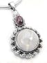 Sterling Silver Plum Garnet and Rainbow Moonstone Pendant