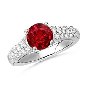 Round Ruby and Diamond Ring in Platinum