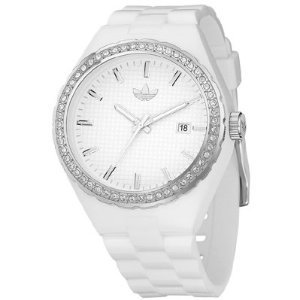 Adidas #ADH2033 Men's White Crystal Bezel Cambridge Rubber Strap Watch