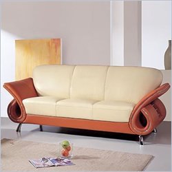 Global Furniture USA Charles Beige and Burnt Orange Leather Sofa