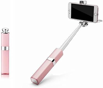 Lipstick Selfie Stick for Girls and Women, Voocase [Battery Free] Wired Extendable Monopod with 5 Sections Aluminum Alloy Tube for iphone 4s, 5s, 6, 6 Plus, and Android Smart Phones (Pink)