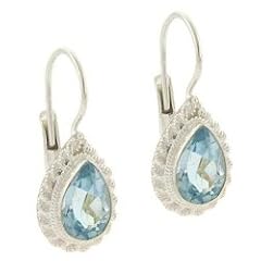 Tropfenf�rmige Ohrringe / Ohrh�nger mit blauem Topas, Sterling Silber