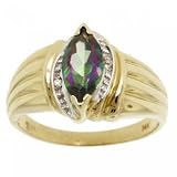14K Yellow Gold Ring Mystic Fire Topaz & Diamond Size 7