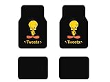 A Set of 4 Universal Fit Plush Carpet Floor Mats - Looney Tunes Tweety Bird Stars