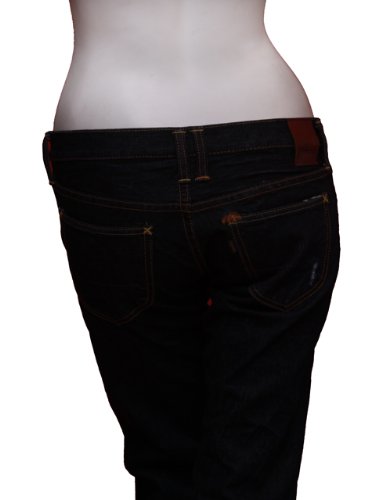 CHIMALA Dark Damaged Wash Straight Jeans